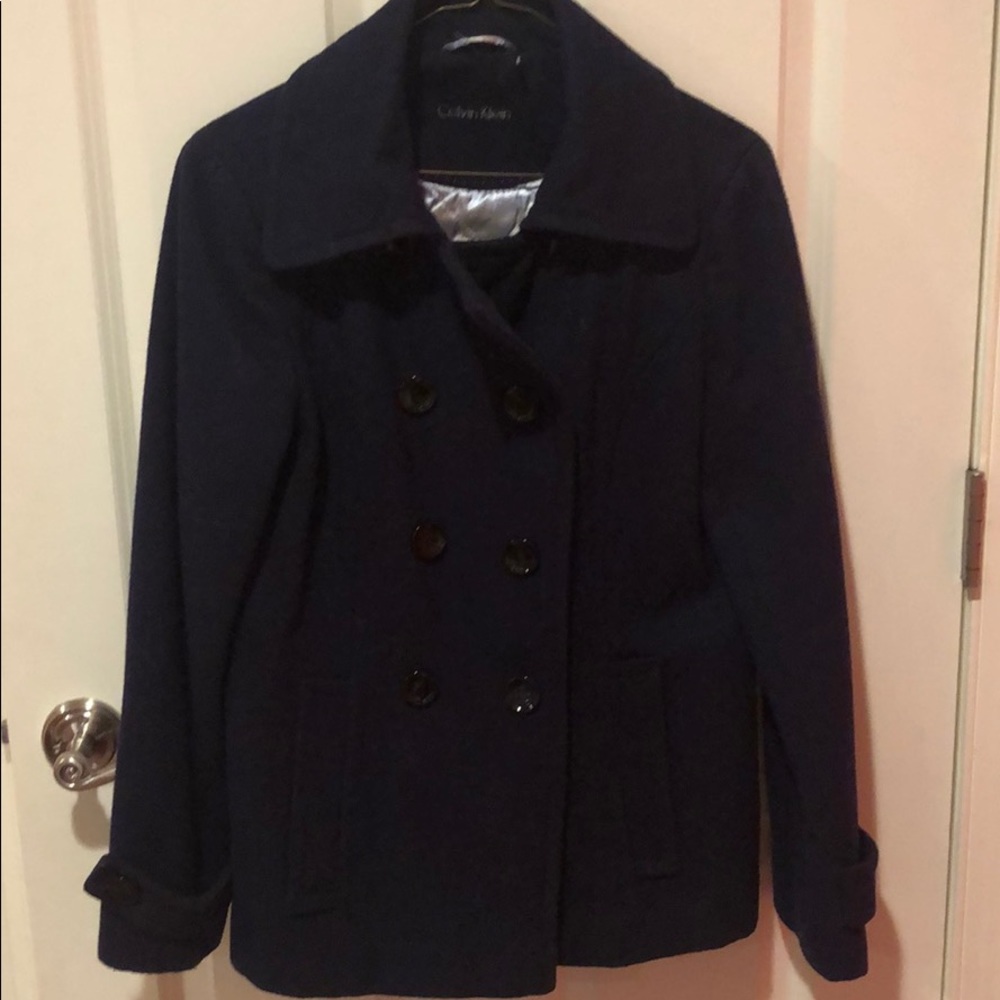 Calvin Klein navy pea coat